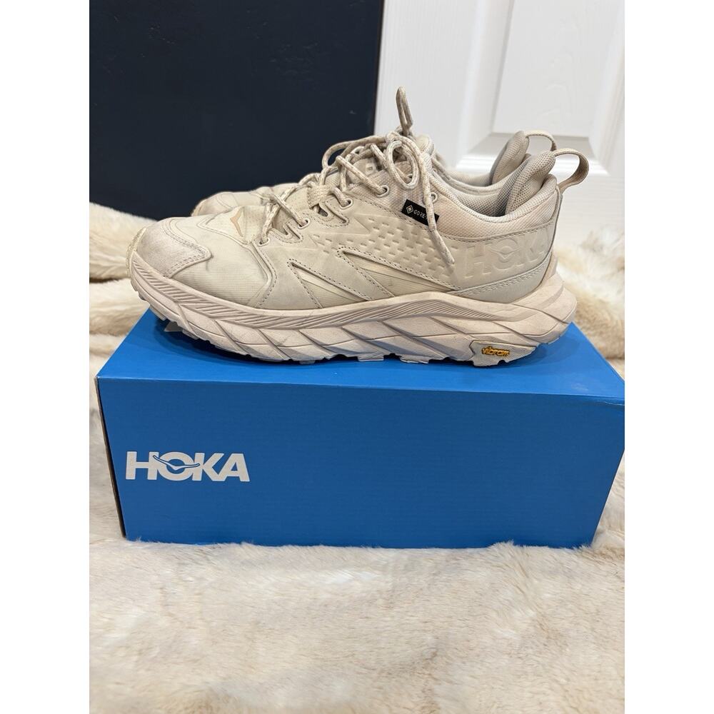 HOKA Anacapa Low GTX Womens 7 Beige Gore Tex Vibram Hiking Shoes